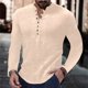 thumbnail image 2 of Mens Casual Long Sleeve Linen Shirt Cotton Linen Blouse Loose Tops T Shirts, 2 of 8