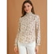 thumbnail image 3 of INSPIRE CHIC Blusa Floral Vintage Cuello Fruncido Con Volantes Manga Larga Para Mujer Blanco XL, 3 of 6