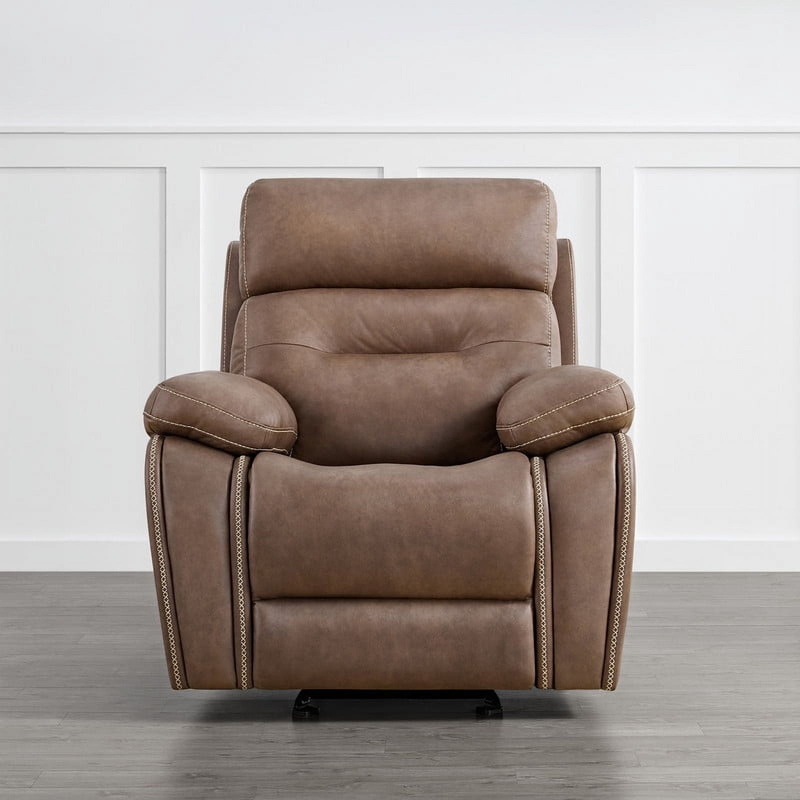 CHITA Polyfoam Wood Living Room Hassle Free Rocker Recliner Chair Saddle Brown