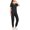Black-04, variant on Uniform Medical for Women Round Neck Top and Pants Set Short Sleeve Elastic Waist Cuffed Pants with pockets Casual Workwear Uniform