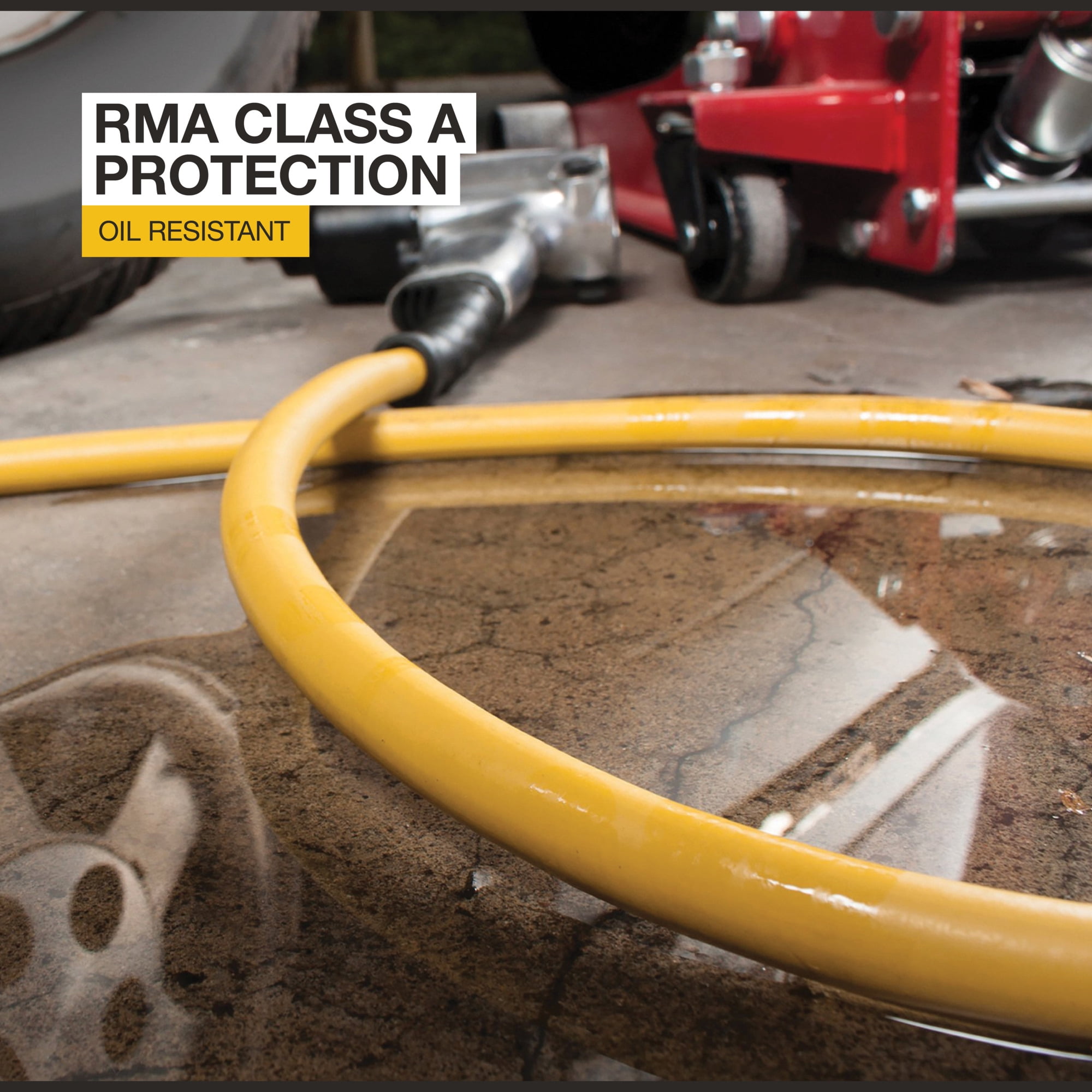 Klutch Oil-Resistant Rubber Air Hose with 1/2in.–3/8in. Reducer, 1/2in. x 50ft., 300 PSI