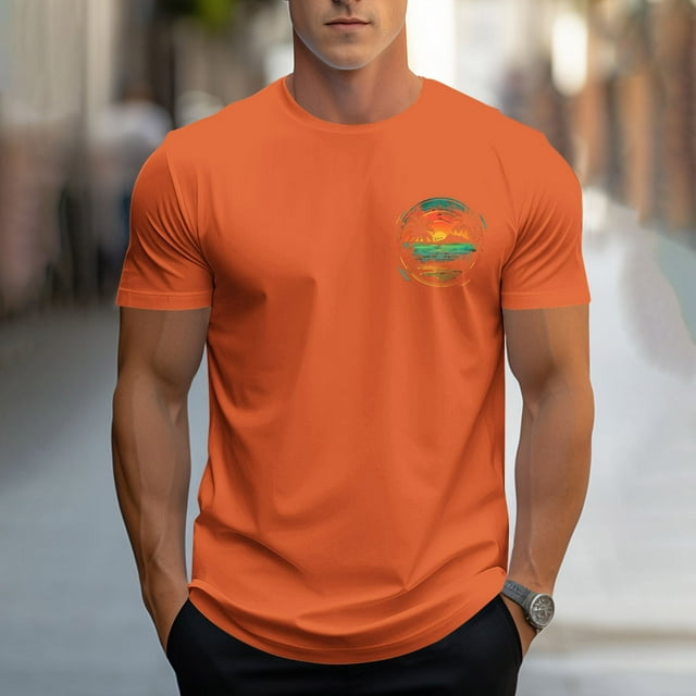 Styesk T-Shirts pour Homme Mode Décontractée Hommes T-shirt de Sport Imprimé Manches Courtes Col Rond Chemisiers Chemises