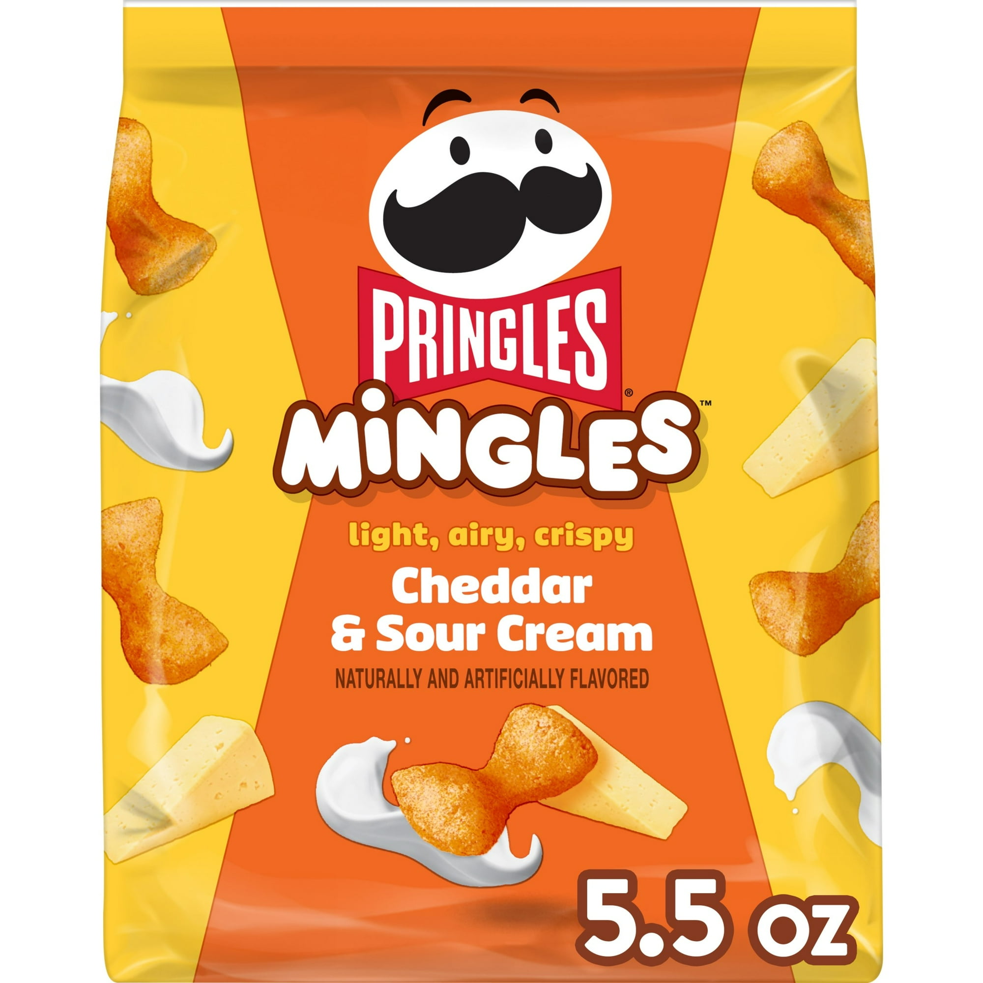 Pringles Mingles Cheddar and Sour Cream Puffed Snacks, Cheese Puffs, 5.5 oz