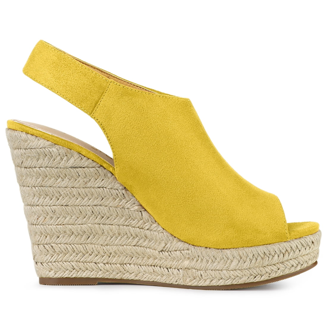 DARING DIVA Slingback Platform Wedges Heel Espadrille Wedge Sandals Yellow 7