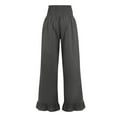 thumbnail image 6 of QATAINLAV Womens Summer Linen Beach Pants Fashion Ruffle Hem Palazzo Pants Loose Flowy Wide Leg Lounge Pant Trousers with Pockets Gray XL, 6 of 8
