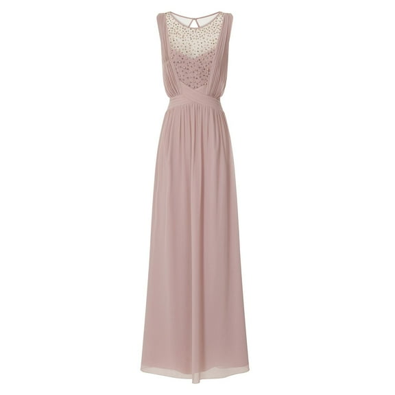 Little Mistress Womens Mink Pearl Yoke Maxi Dress