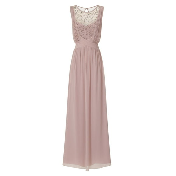 Little Mistress Womens Mink Pearl Yoke Maxi Dress