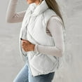 thumbnail image 4 of (clearance)IDALL Ski Pants Puffer Vest Women's Pockets Full Zip Long Sleeve Quilted Jacket Short Bubble Vest Coats Winter Jackets Womens Puffer Vest White Xl, 4 of 6