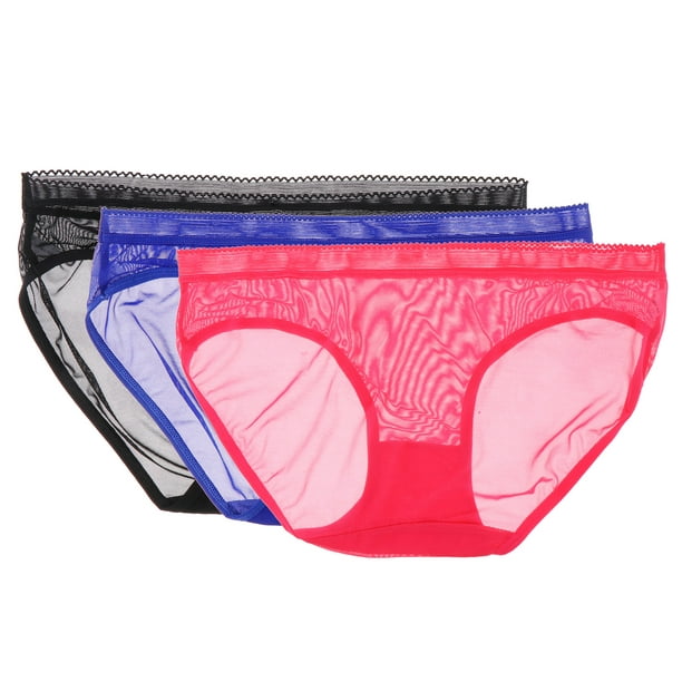 3 Pcs 1 Set Women Nylon Underwear Super Thin Briefs Creative Erotic Pants  (XL) 