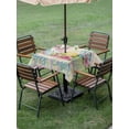 thumbnail image 3 of Easter Outdoor Tablecloth - 60x60 Inch Square Dining Table Cover, Vintage Colorful Bunny Eggs Flowers Polka Dot Plaid Waterproof Outdoor Table Cloth with Umbrella Hole & Zipper for Picnic/Patio/Party, 3 of 7