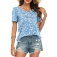 thumbnail image 3 of WUJINXIA Women's Blouses Summer Short Sleeve Shirts Casual Pleated Floral Tops, 3 of 7