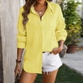 thumbnail image 4 of Mingw Office Fit Comfort Shirts for Women Dress Long Sleeve Top Botton Down Tees for Formal Occasion,Yellow,M, 4 of 6