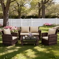 thumbnail image 3 of Superjoe 4-Piece Outdoor Patio Furniture Set, Rattan Wicker Sectional Sofa Set with Coffee Table,Brown, 3 of 10