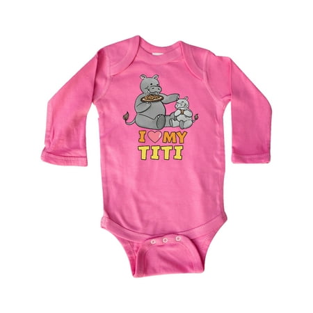 

Inktastic I Love My Titi Hippos Gift Baby Boy or Baby Girl Long Sleeve Bodysuit