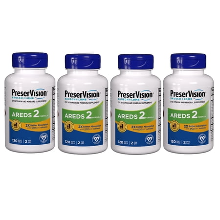 4 Pack - PreserVision AREDS 2 Eye Vitamin & Mineral Supplement with OCUSorb, Contains Lutein, Zeaxanthin, Vitamin C, Zinc, Copper & Vitamin E, Eye Health Supplements for Adults, 120 Soft Gels