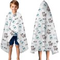 thumbnail image 3 of White Cow Milk Cloud Pattern Hooded Bath Towel，50"x30" for Ages 3 To 12 Kids, Quick Dry Lightweight Soft Microfiber Hood Beach Towel Cover Up for Kids, 3 of 7