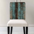 thumbnail image 3 of Teal Wood Grain Chair Covers Set of 1 Farmhouse Board Chair Back Covers Stretch Removable Washable Chairs Slipcovers Chair Protector for Dining Room Kitchen Party Decor, 3 of 5