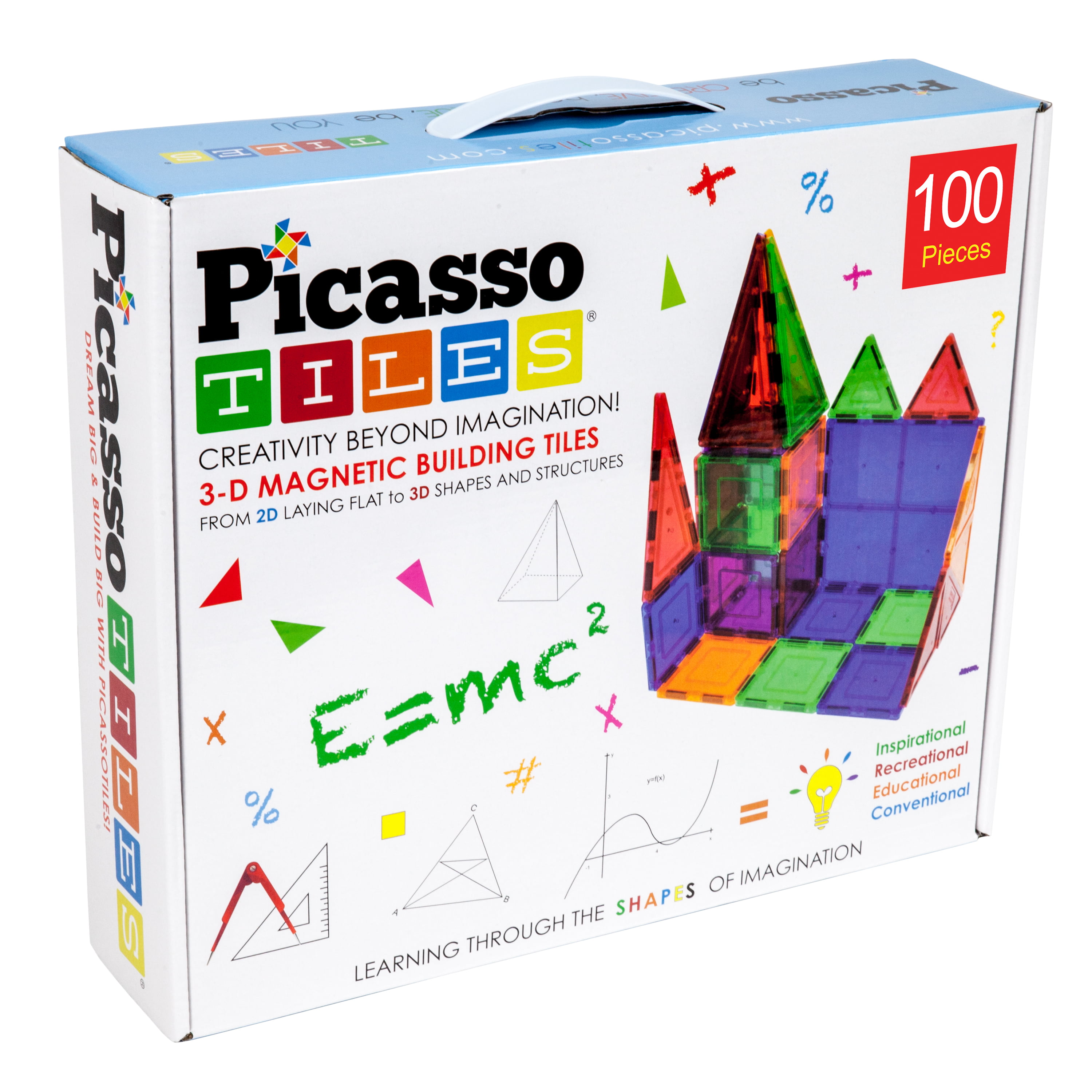 Picasso Tiles 100 Piece 3D Color Magnetic Building Block STEM Set 