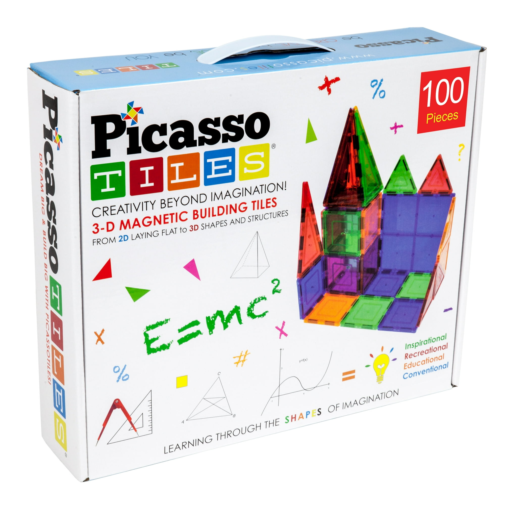 Picasso Tiles 100 Piece 3d Color Magnetic Building Block Stem Set Walmart Com Walmart Com