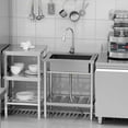 thumbnail image 6 of Garvee Utility Sink,28"Dx20"Wx24"H,Stainless Steel Sink with Hot & Cold Hoses,Storage Shelve,Faucet for Kitchen,Laundry Room,Backyard,Garage, 6 of 8