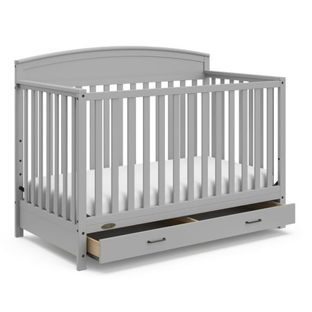 UPC: 0810003667922 | Graco Benton 5-in-1 Convertible Crib with Drawer – Pebble Gray