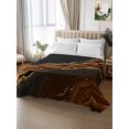 thumbnail image 3 of Full Size Flat Sheet Only, Brown Marble Soft Brushed Microfiber Bed Sheets, Gold Abstract Vintage Modern Ombre Art Hotel Quality Breathable Bedding Top Sheet, Easy Care, 66"x102", 3 of 9