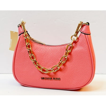 MICHAEL KORS CORA MINI ZIP POUCHETTE CHAIN SHOULDER CROSSBODY BAG IN DARK SANGRIA