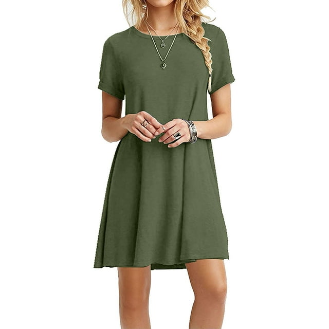 Vestido de manga corta deseo estilo caliente Eccomum Verde XXL
