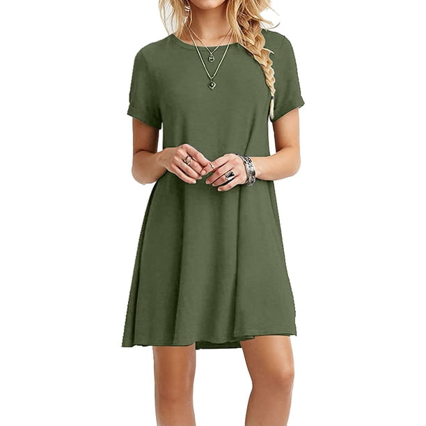 Vestido de manga corta, vestido de mujer verde XL Abody XL