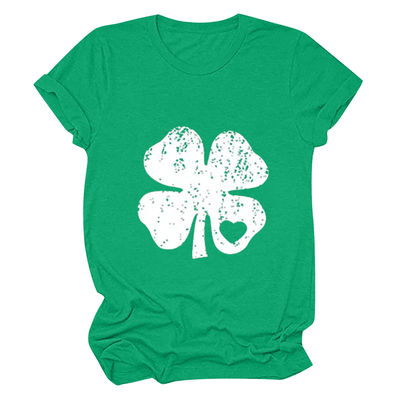 BONIXOOM Christmas Pajamas For Women St. Patrick's Day Fashion Women's Round Neck Shirt Tees Short Sleeve T Shirt Printing Shirt Tops Blouse Womens Tops Green S