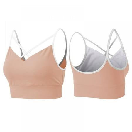 

2pcs Sports Bra for Women Padded Medium Support Criss Cross Strappy Bras Seamless High Impact Yoga Exercise Athletic Bras
