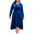 thumbnail image 5 of Womens Long Sleeve Dresses V Neck Plus Size Dress Casual Fall Winter Solid Color Dress, 5 of 6