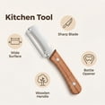 thumbnail image 2 of Wooden Kitchen Tool, 2-in-1 Stainless Steel Peeler with Bottle Opener for Fruits and Vegetables, 2 of 7