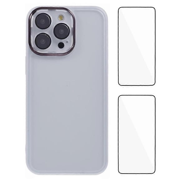 WANLONFENG DKSM2 Series For iPhone 15 Pro Case TPU Clear Phone Cover with 2Pcs Screen Film Electropl