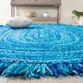 thumbnail image 4 of SAFAVIEH Braided Paisley Transitional Cotton Reversible Area Rug, Turquoise, 3' x 5' Oval, 4 of 10