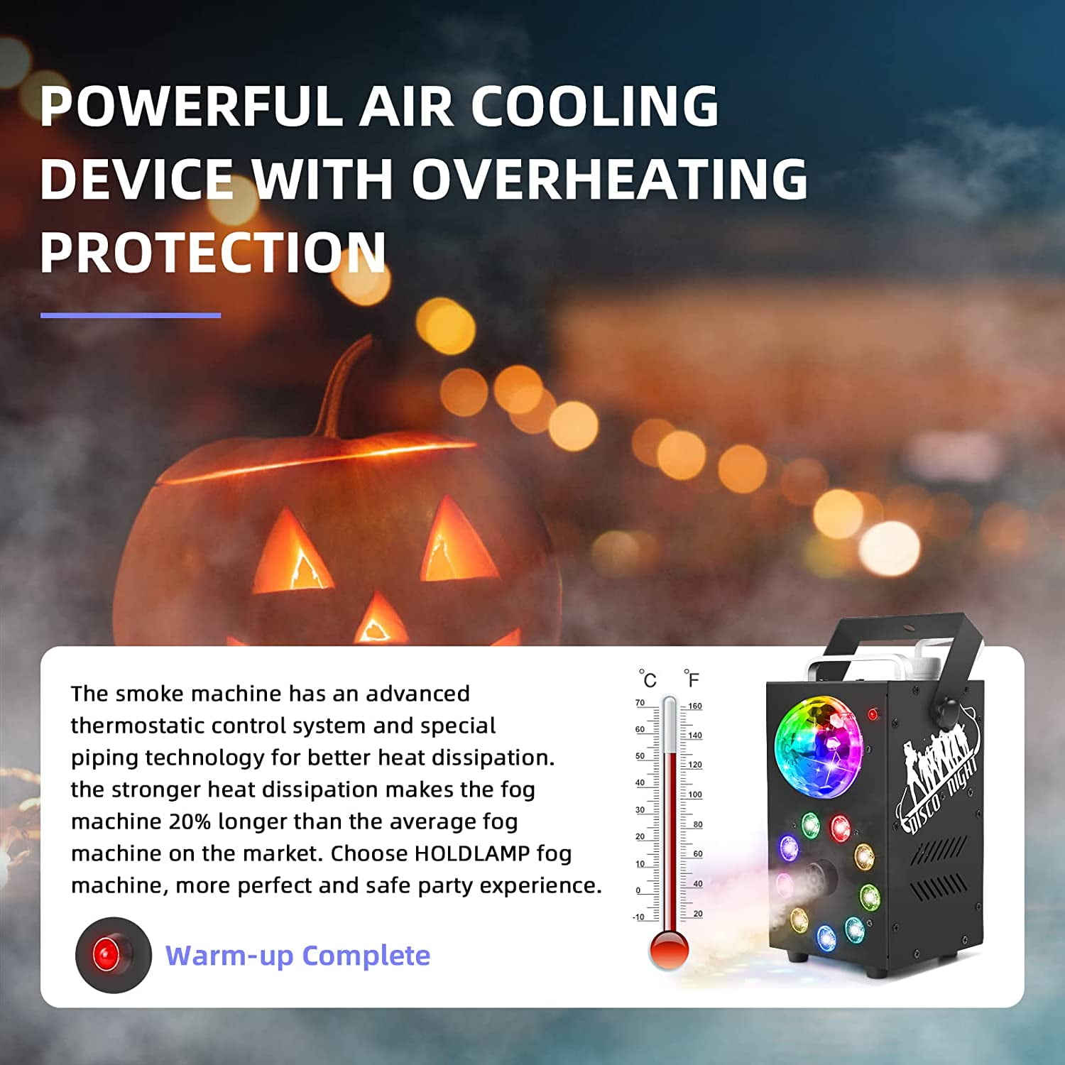 Smoke Fog Machine 700W , Smoke Machine with Disco Ball Lights 9 LED Colorful Light Effect, 3500 CFM Huge Fog with Wireless Remote for Christmas Wedding Party