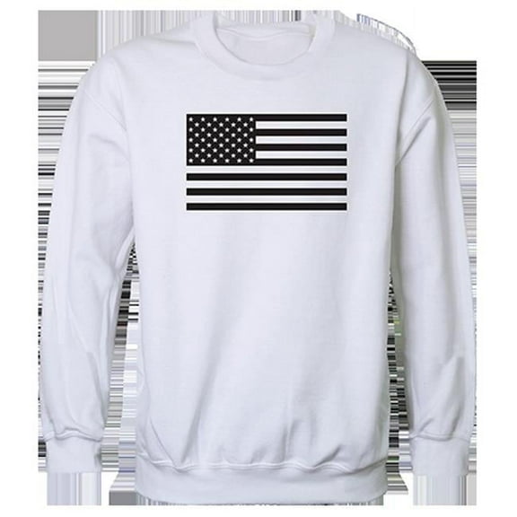 Tonal Flag Graphic Crewneck Sweatshirt, White - Large