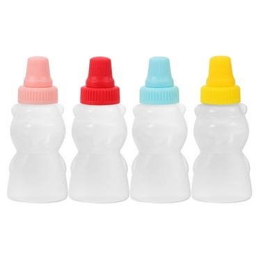 Milisten Portable Bear Shaped Condiment Bottles Assorted Color Pe for Storage 4Pcs