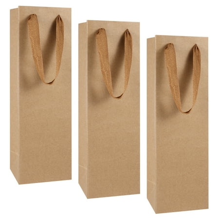 

VOSAREA 12pcs Kraft Paper Red Wine Hand Bag Wine Drinks Packing Bag Storage Bag