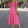 thumbnail image 4 of Sngxgn Women's Dress Ribbed Sleeveless Halter Neck Tank Tops Mini Dresses(Hot Pink,XL), 4 of 7