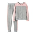 thumbnail image 3 of YUGYXL Sweatsuits for Women 2 Piece Thin Fleece Outfits Casual Color Block Zip Up Hoodie Sweatshirt and Sweatpants Leisure Jogger Tracksuit Set Today Pink,S, 3 of 4