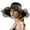 Black, variant on Women's Black Organza Sun Hat with Wave Brim, Elegant Wide Brim Hat for Summer, UV Protection Design, Size M Black