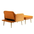 thumbnail image 3 of Accent Chair with Ottoman, Modern Velvet Tufted Chaise Lounge Chair Armchair with Adjustable Back and Metal Legs, Comfy Upholstered Recliner Chair for Living Room, Bedroom, Office, Orange, 3 of 7