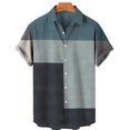 thumbnail image 2 of Camisas Para Hombre Manga Corta Casual Hombres Solapa Estampado Manga Corta Puños Botón Puerto Estilo Floral Camisa Sand Beach Hawaiianss Summer Top (Blue, S), 2 of 3
