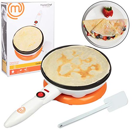 masterchef cordless crepe maker with free recipe guide- non-stick dipping plate plus electric