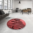 thumbnail image 4 of Ahgly Company Machine Washable Indoor Round Transitional Maroon Red Area Rugs, 8' Round, 4 of 7