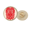 thumbnail image 1 of Chine Dragon Rouge Poisson Motif Rond Métal Broche d'Or Clip, 1 of 3