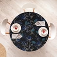 thumbnail image 4 of Ambesonne Night Jungle Fitted Round Tablecloth, Dreamy Nostalgic Bloom, 56"- 60" Diameter, Dark Indigo and Pale Camel, 4 of 5