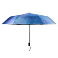 thumbnail image 2 of Azure Blue Marble Compact Sun Umbrella Windproof Travel Umbrellas for Rain Strong Portable UV Protection, 2 of 8