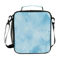 Insulated Square Lunch Bag 10.5" Leakproof Food Container Reusable Insulated Cooler Lunch Box for Work Picnic Light Blue Icy Texture